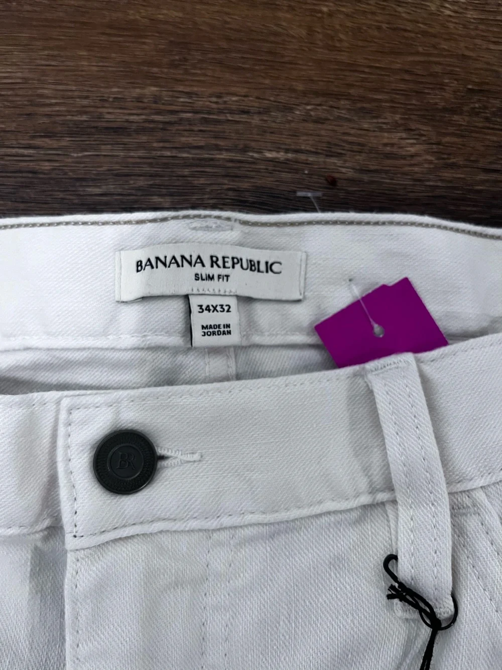 NWT Banana Republic Slim Fit Linen Cotton Cream Traveler Pants Size 34x32